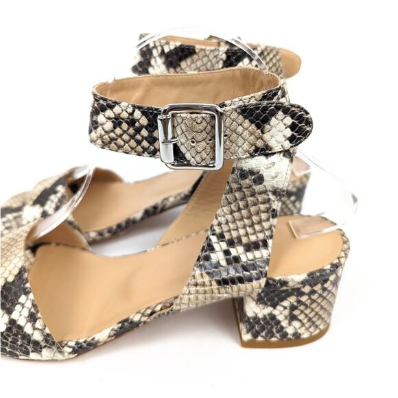NWOT La Canadienne Womens Shoes Snakeskin Ankle Strap Block Heel Sandals Size 7 - Picture 8 of 10